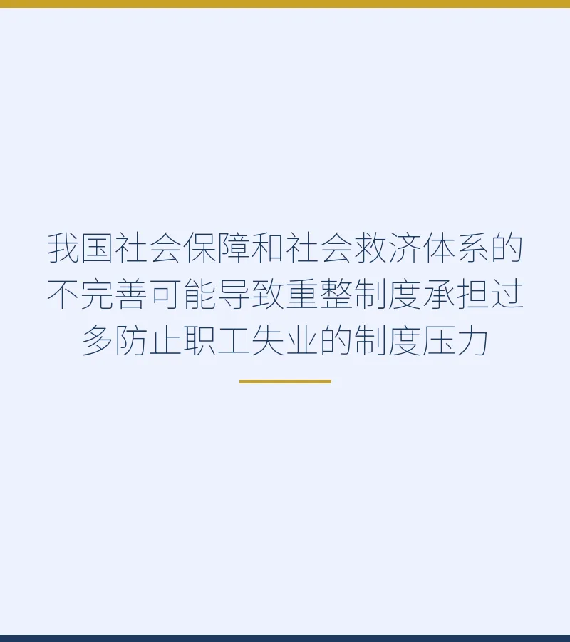 我国社会保障和社会救济体系的不完善可能导致重整制度承担过多防止职工失业的制度压力
