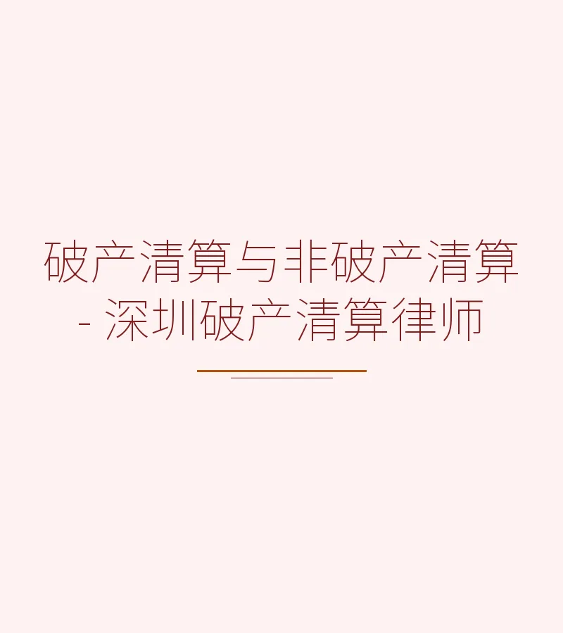 破产清算与非破产清算 - 深圳破产清算律师